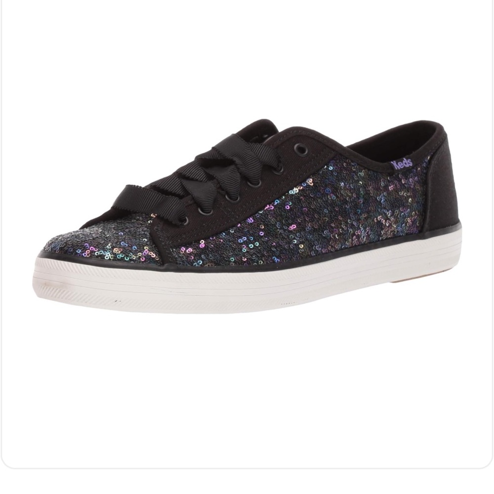 Keds Women's Kickstart Mini Sequin Sneakers Black WF60752 Sz 9 Multicolor Sparkl